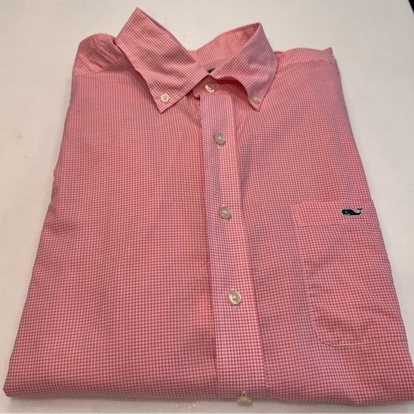 Vineyard Vines Men’s Button Down Shirt Classic Fit Tucker Pink Check Sz XL - Picture 7 of 9